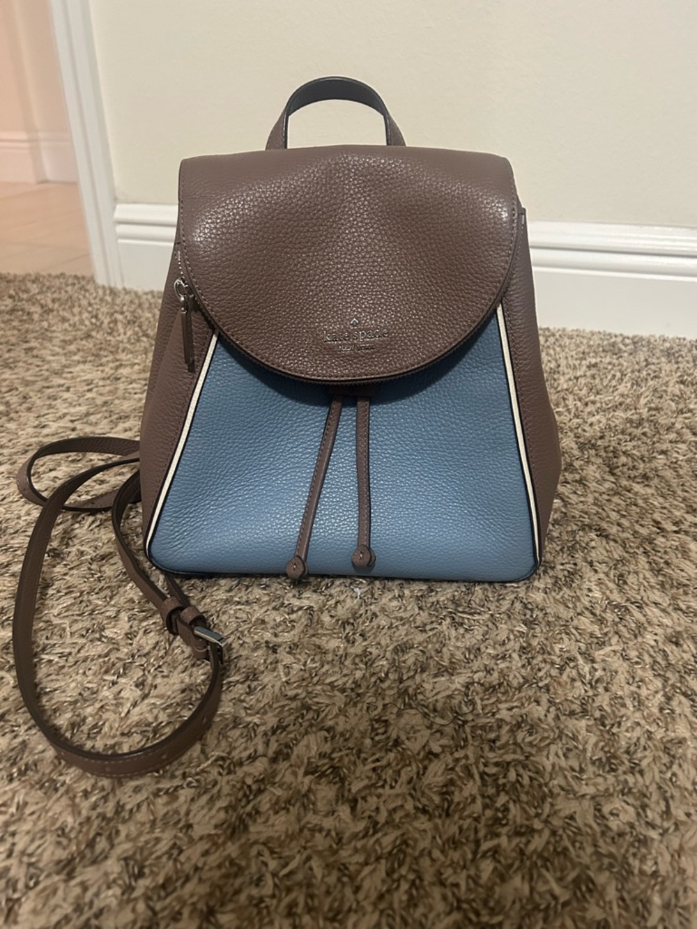 kate spade Brown and Blue Leather Backpack - Picture 9 of 9